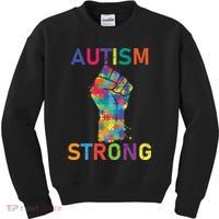 Autism Strong Retro Fist Autism Awareness Kids Sweatshirt thumb 0