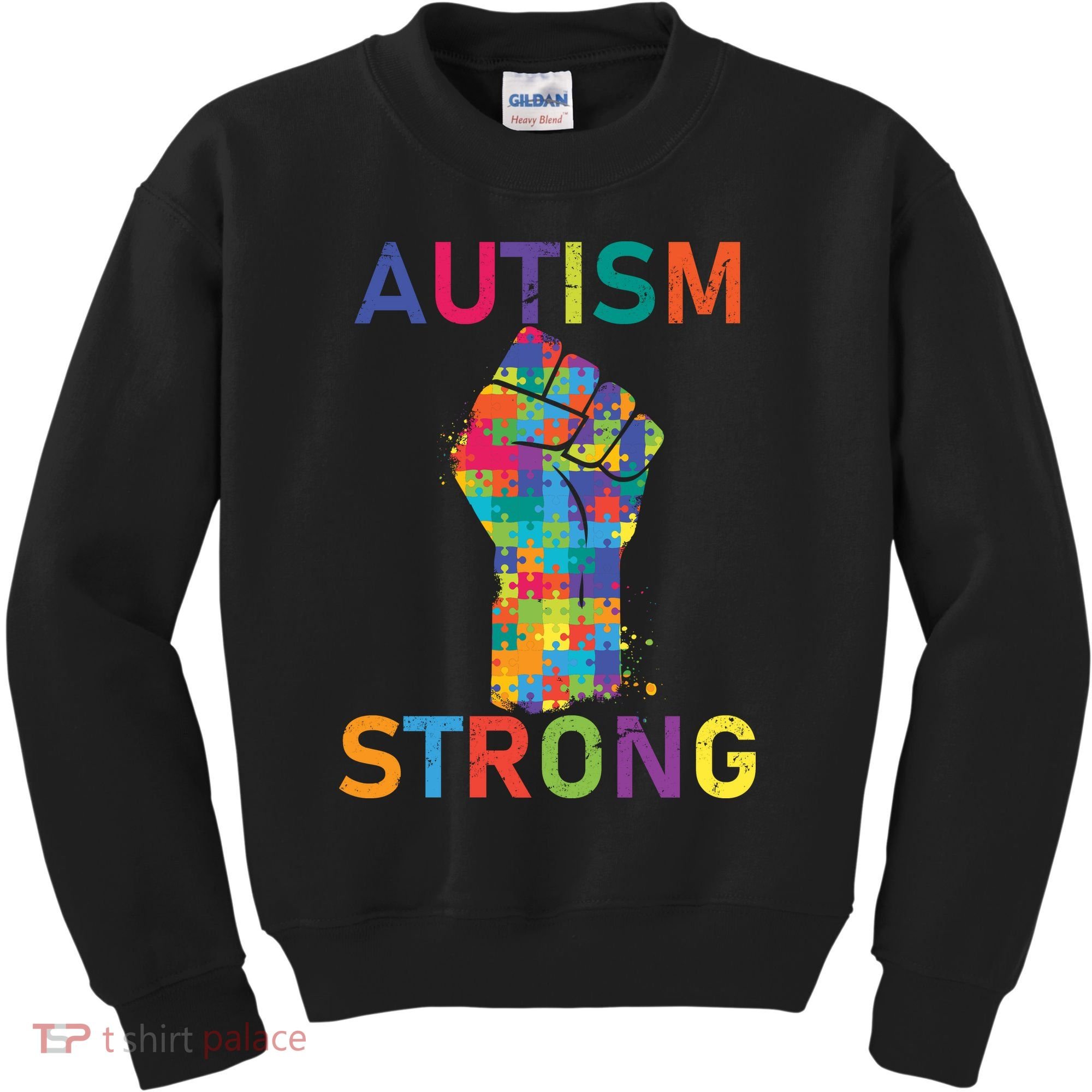 Autism Strong Retro Fist Autism Awareness Kids Sweatshirt