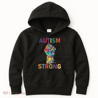Autism Strong Retro Fist Autism Awareness Kids Hoodie thumb 0