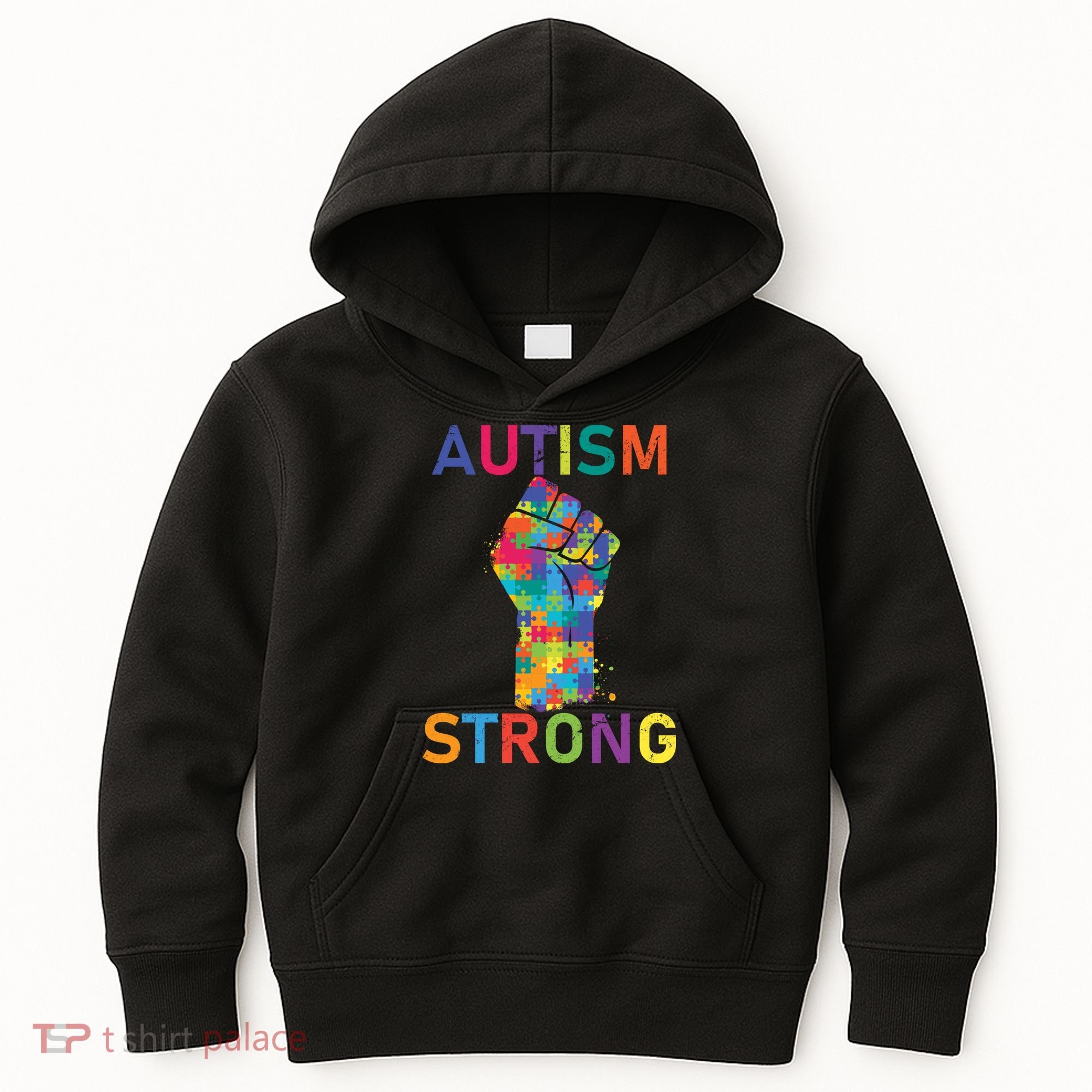 Autism Strong Retro Fist Autism Awareness Kids Hoodie