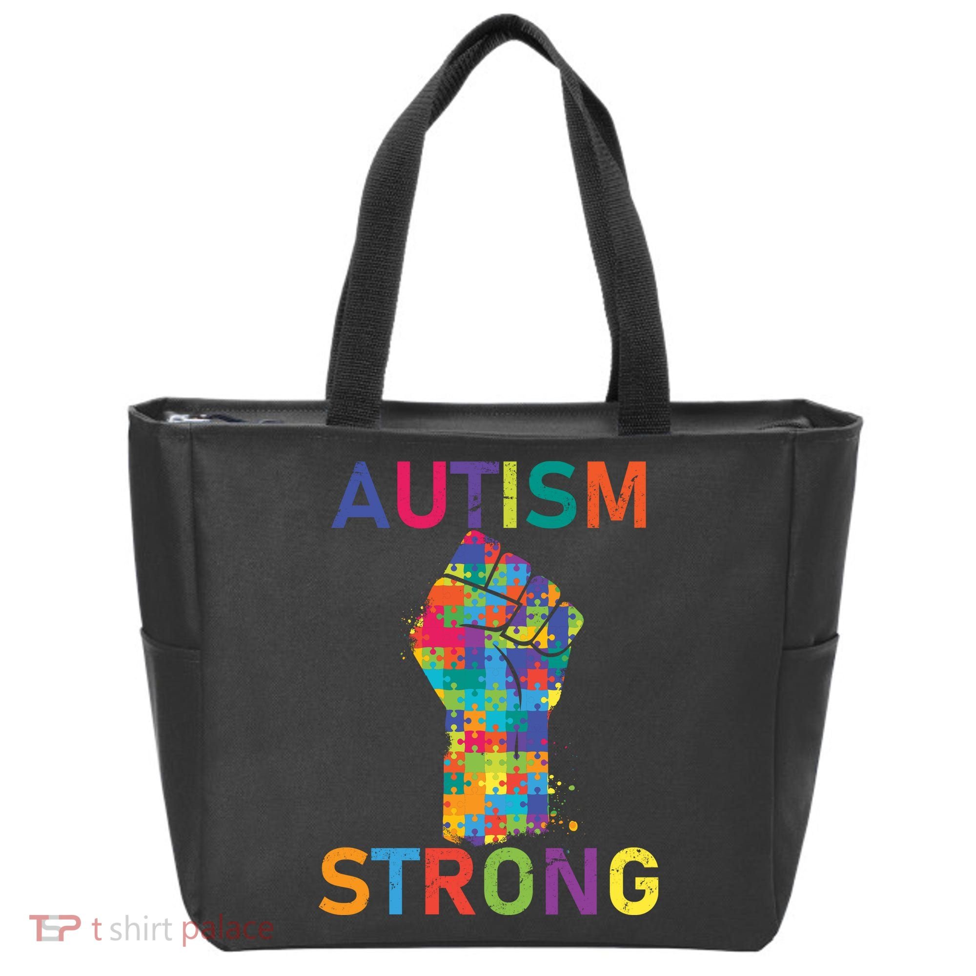 Autism Strong Retro Fist Autism Awareness Tote Bag