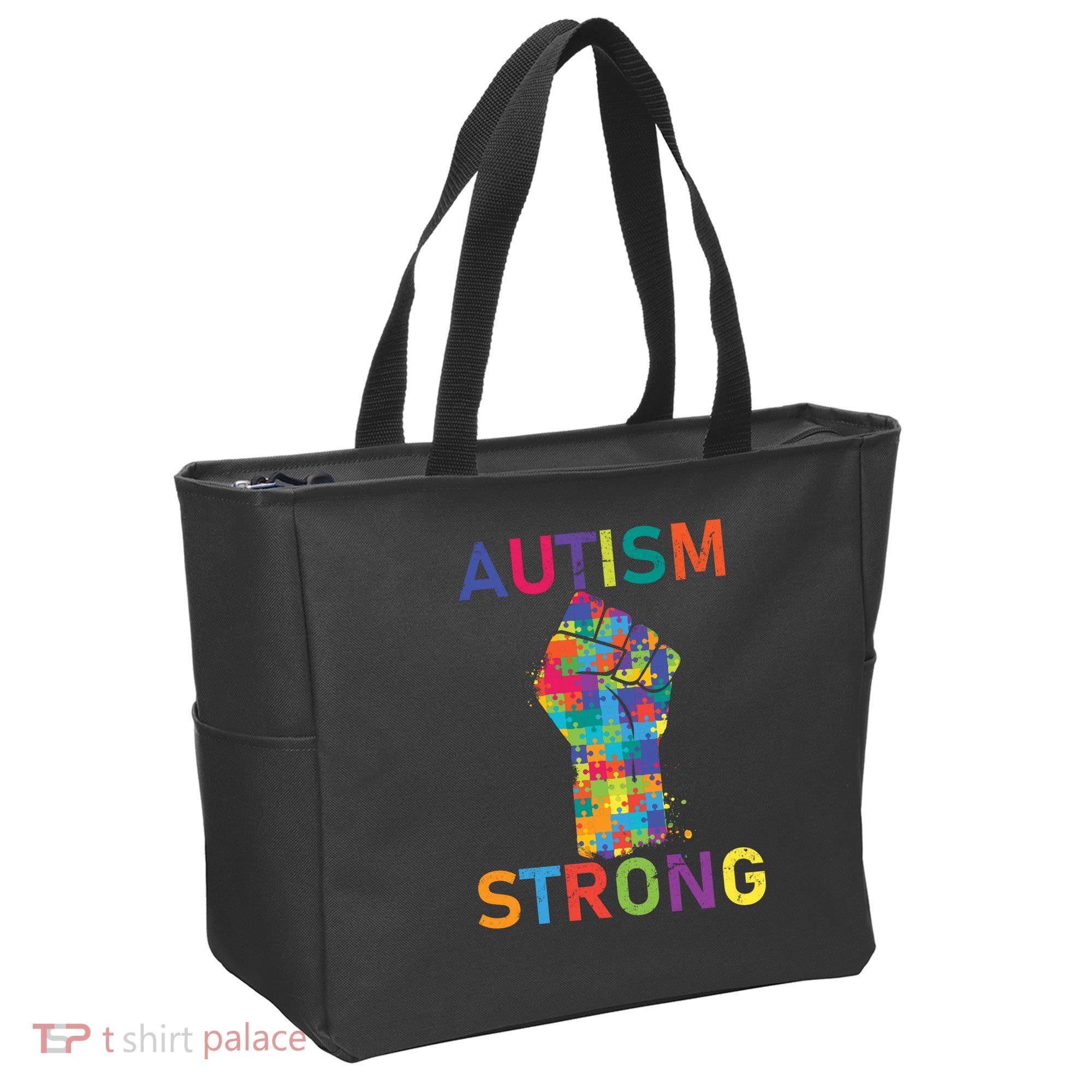 Autism Strong Retro Fist Autism Awareness Tote Bag