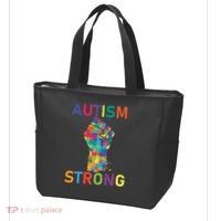 Autism Strong Retro Fist Autism Awareness Tote Bag thumb 3