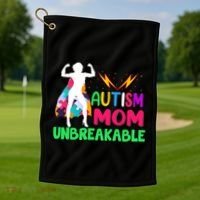 Autism Super Mom Unbreakable Golf Towel thumb 1