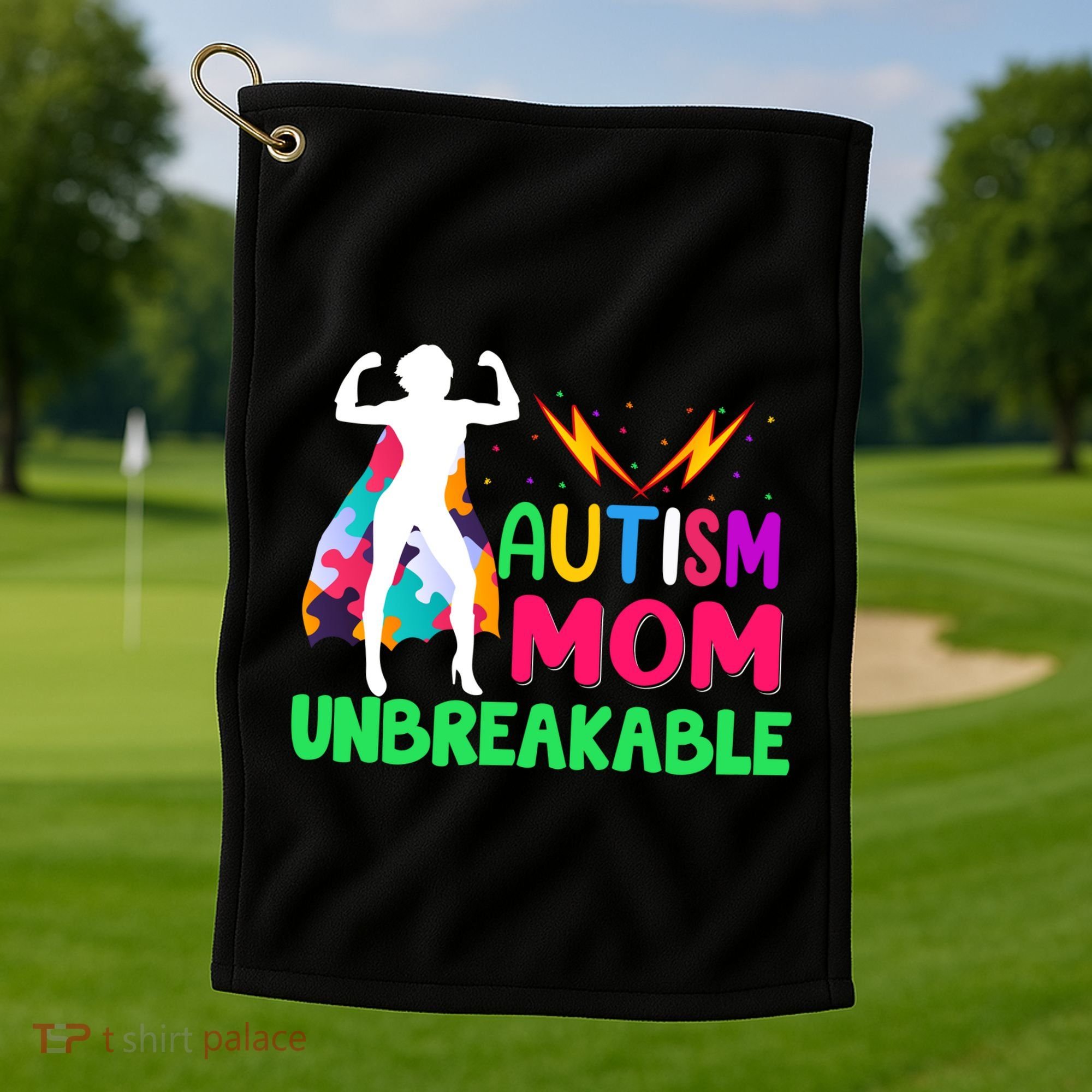 Autism Super Mom Unbreakable Golf Towel