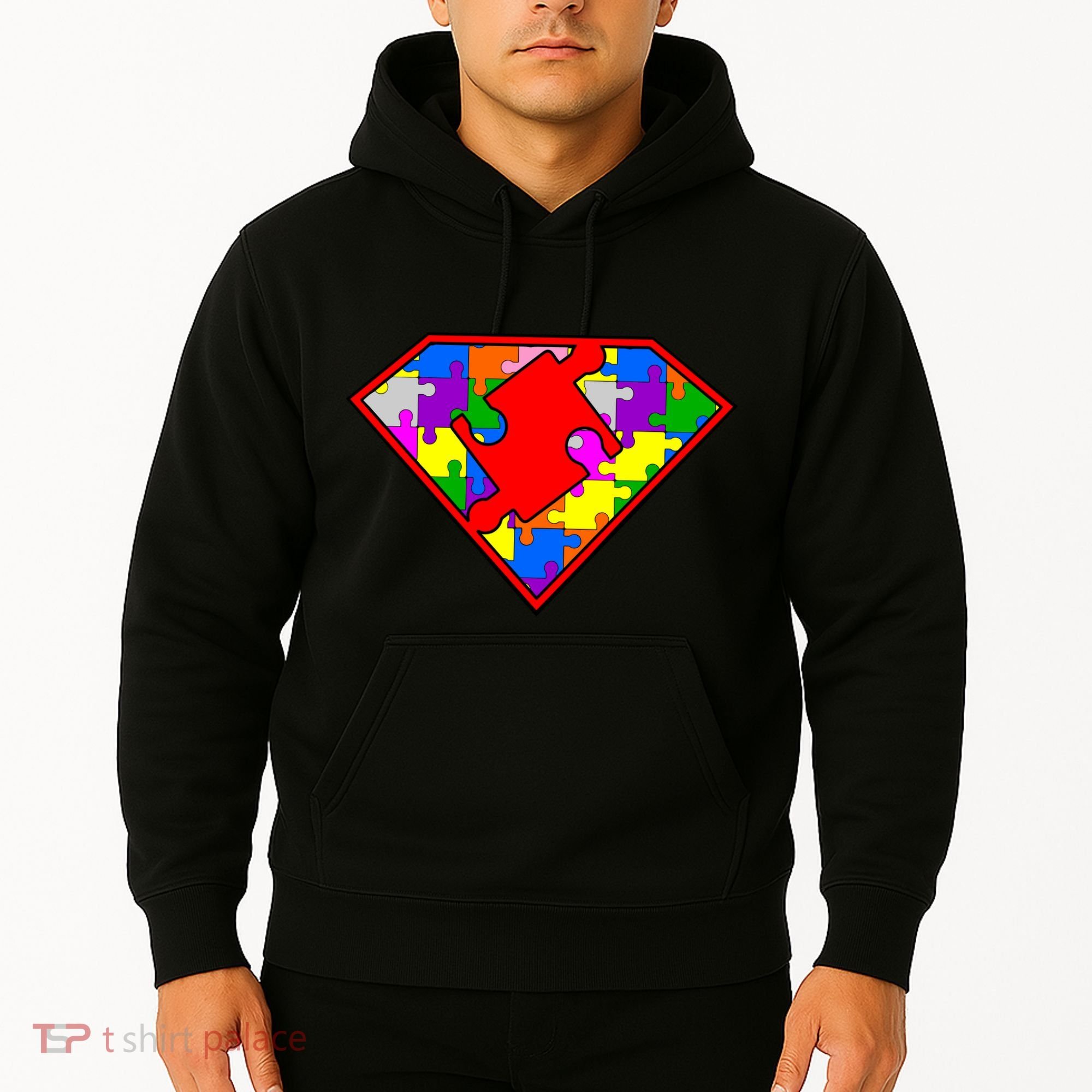 Autism Superhero Puzzle Crest Hoodie