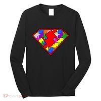Autism Superhero Puzzle Crest Long Sleeve Shirt thumb 0