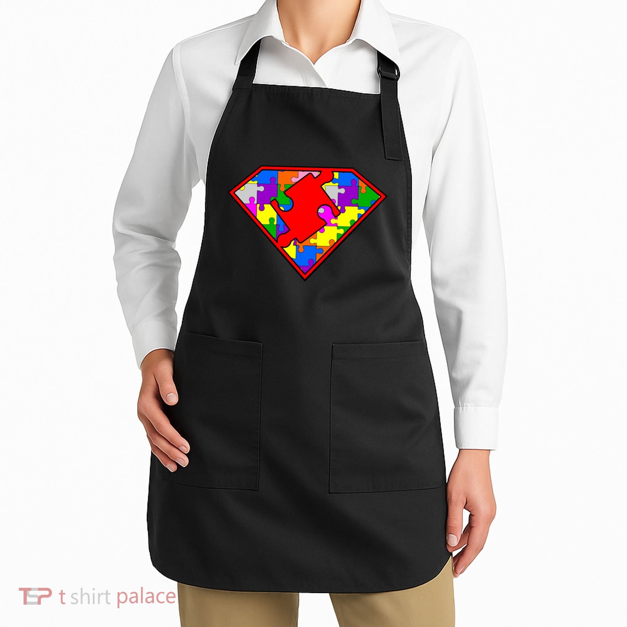 Autism Superhero Puzzle Crest Apron