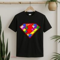 Autism Superhero Puzzle Crest T-Shirt thumb 2