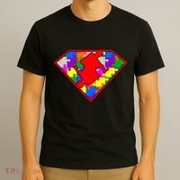 Autism Superhero Puzzle Crest T-Shirt thumb 3