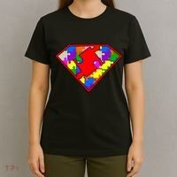 Autism Superhero Puzzle Crest T-Shirt thumb 4
