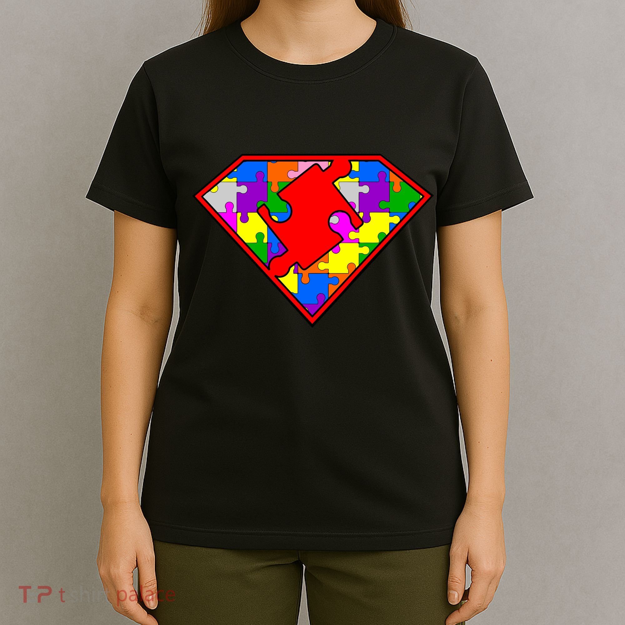 Autism Superhero Puzzle Crest T-Shirt