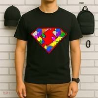 Autism Superhero Puzzle Crest T-Shirt thumb 6