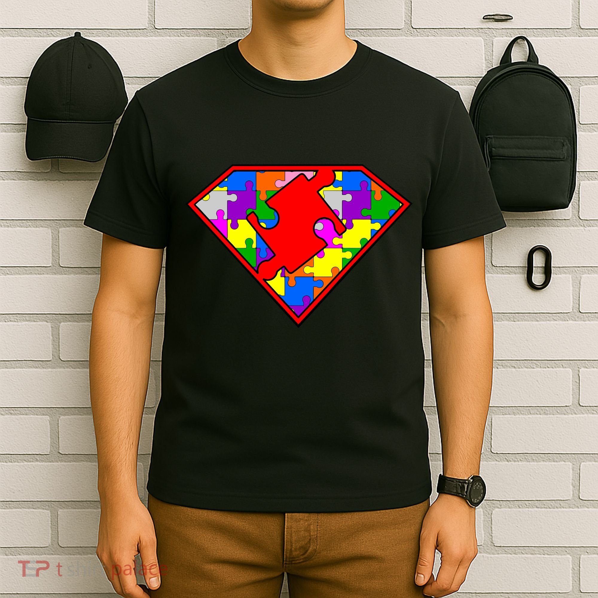 Autism Superhero Puzzle Crest T-Shirt