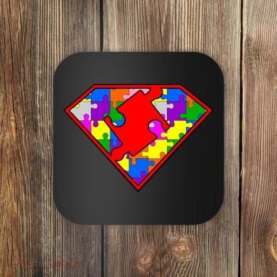 Autism Superhero Puzzle Crest Coaster
