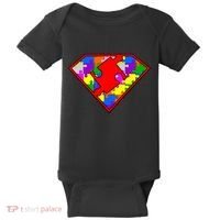 Autism Superhero Puzzle Crest Baby Bodysuit thumb 0