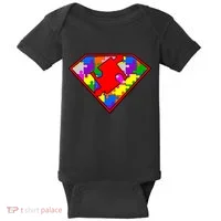 Autism Superhero Puzzle Crest Baby Bodysuit thumb 0