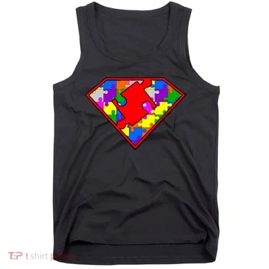 Autism Superhero Puzzle Crest Tank Top