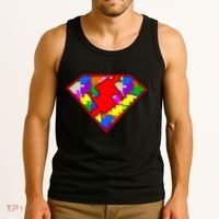 Autism Superhero Puzzle Crest Tank Top thumb 3