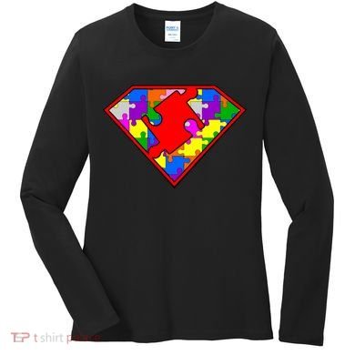 Autism Superhero Puzzle Crest Women's Long Sleeve Shirt