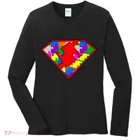 Autism Superhero Puzzle Crest Women's Long Sleeve Shirt thumb 0