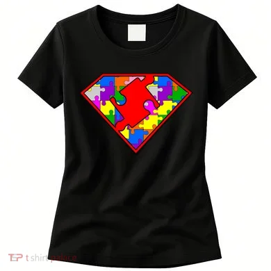 Autism Superhero Puzzle Crest Women's T-Shirt