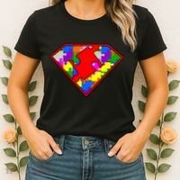 Autism Superhero Puzzle Crest Women's T-Shirt thumb 2