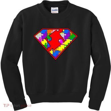 Autism Superhero Puzzle Crest Kids Sweatshirt