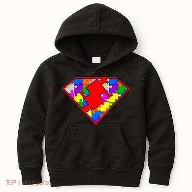 Autism Superhero Puzzle Crest Kids Hoodie