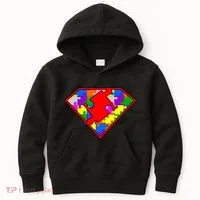 Autism Superhero Puzzle Crest Kids Hoodie thumb 0
