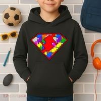 Autism Superhero Puzzle Crest Kids Hoodie thumb 2