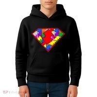 Autism Superhero Puzzle Crest Kids Hoodie thumb 4