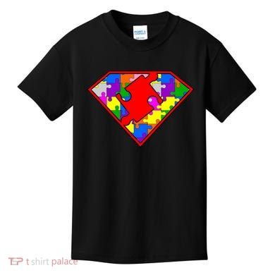 Autism Superhero Puzzle Crest Kids T-Shirt
