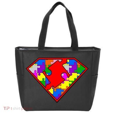 Autism Superhero Puzzle Crest Tote Bag