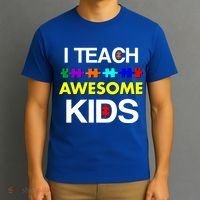 Autism Teacher I Teach Awesome Kids T-Shirt thumb 3