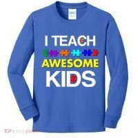 Autism Teacher I Teach Awesome Kids Kids Long Sleeve Shirt thumb 0