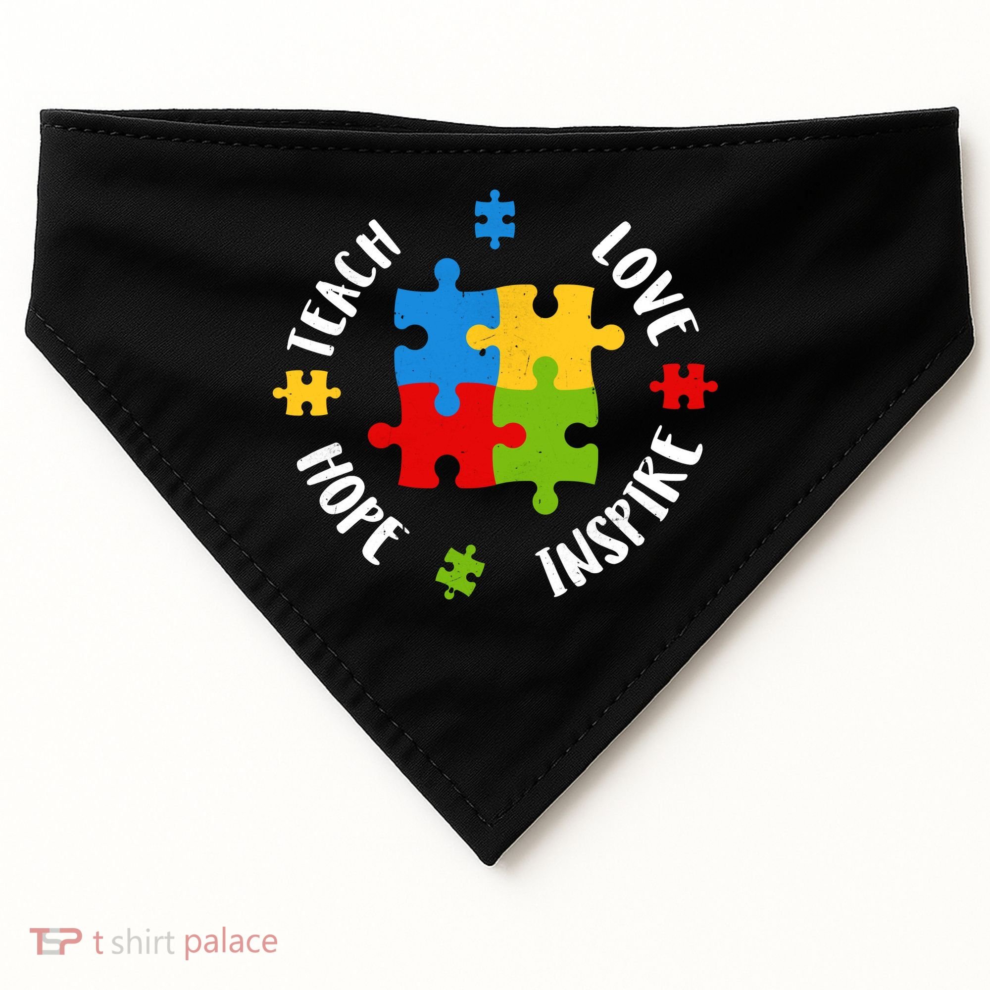 Autism Teacher Teach Love Hope Inspire  USA-Made Doggie Bandana