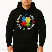 Autism Teacher Teach Love Hope Inspire  Hoodie thumb 2