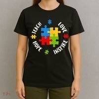 Autism Teacher Teach Love Hope Inspire  T-Shirt thumb 4