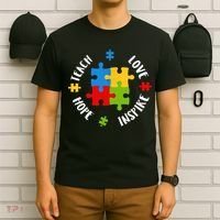 Autism Teacher Teach Love Hope Inspire  T-Shirt thumb 6