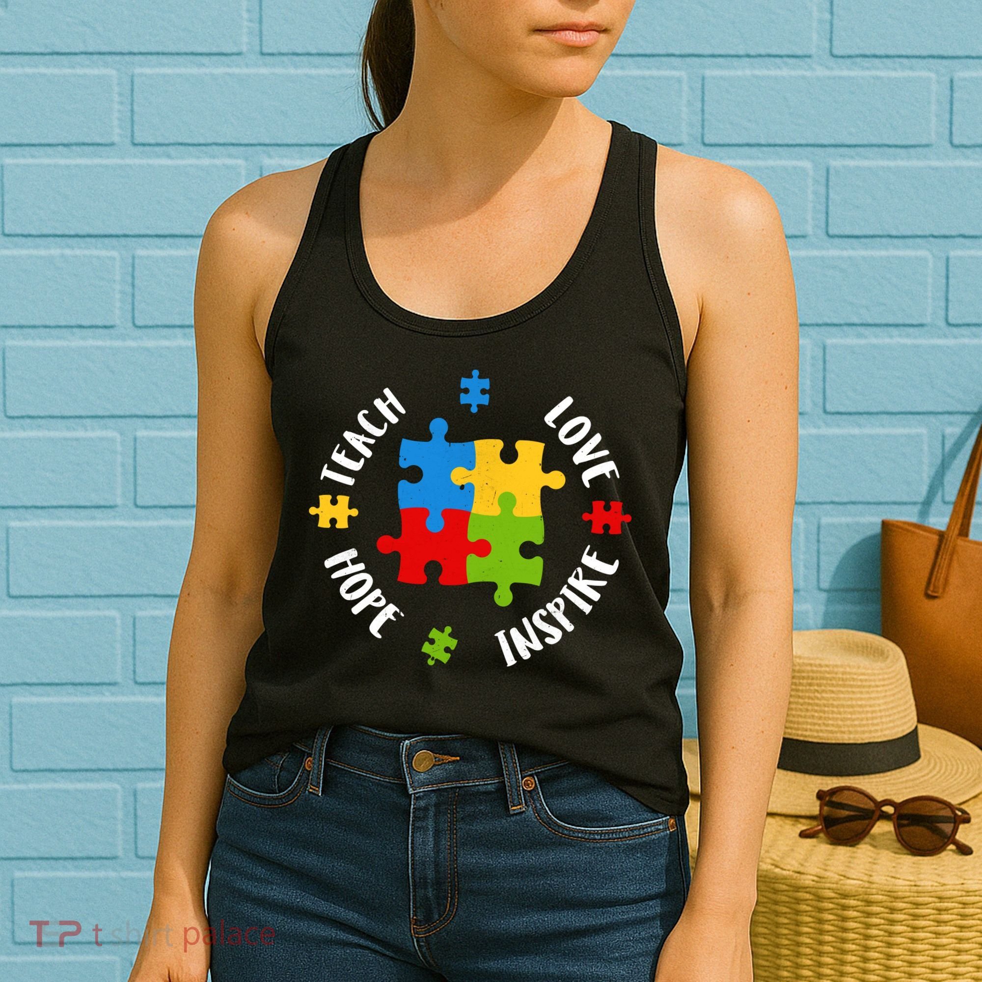 Autism Teacher Teach Love Hope Inspire  Women's Tank Top