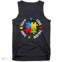 Autism Teacher Teach Love Hope Inspire  Tank Top thumb 0