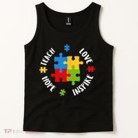 Autism Teacher Teach Love Hope Inspire  Tank Top thumb 2