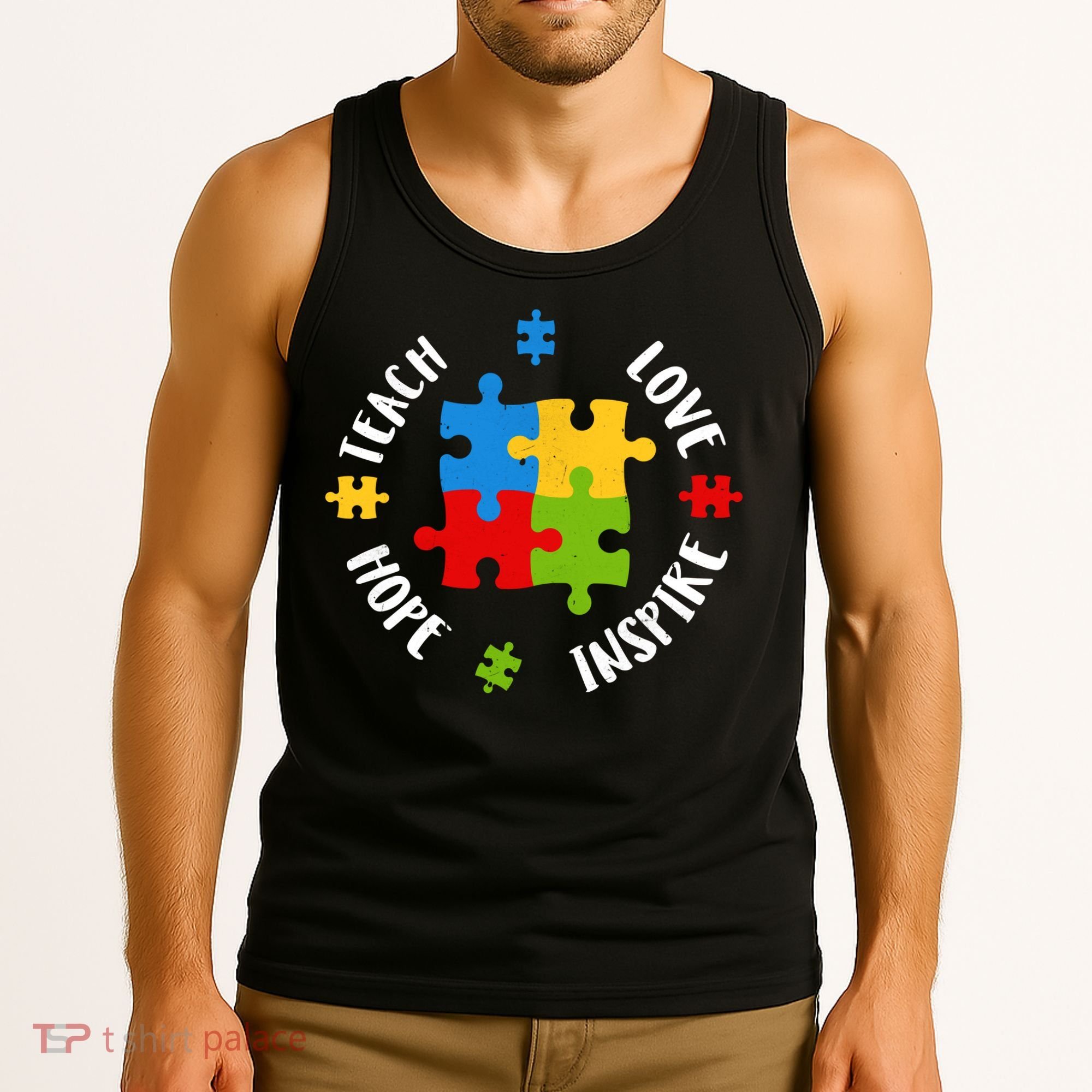 Autism Teacher Teach Love Hope Inspire  Tank Top