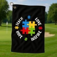 Autism Teacher Teach Love Hope Inspire  Golf Towel thumb 1