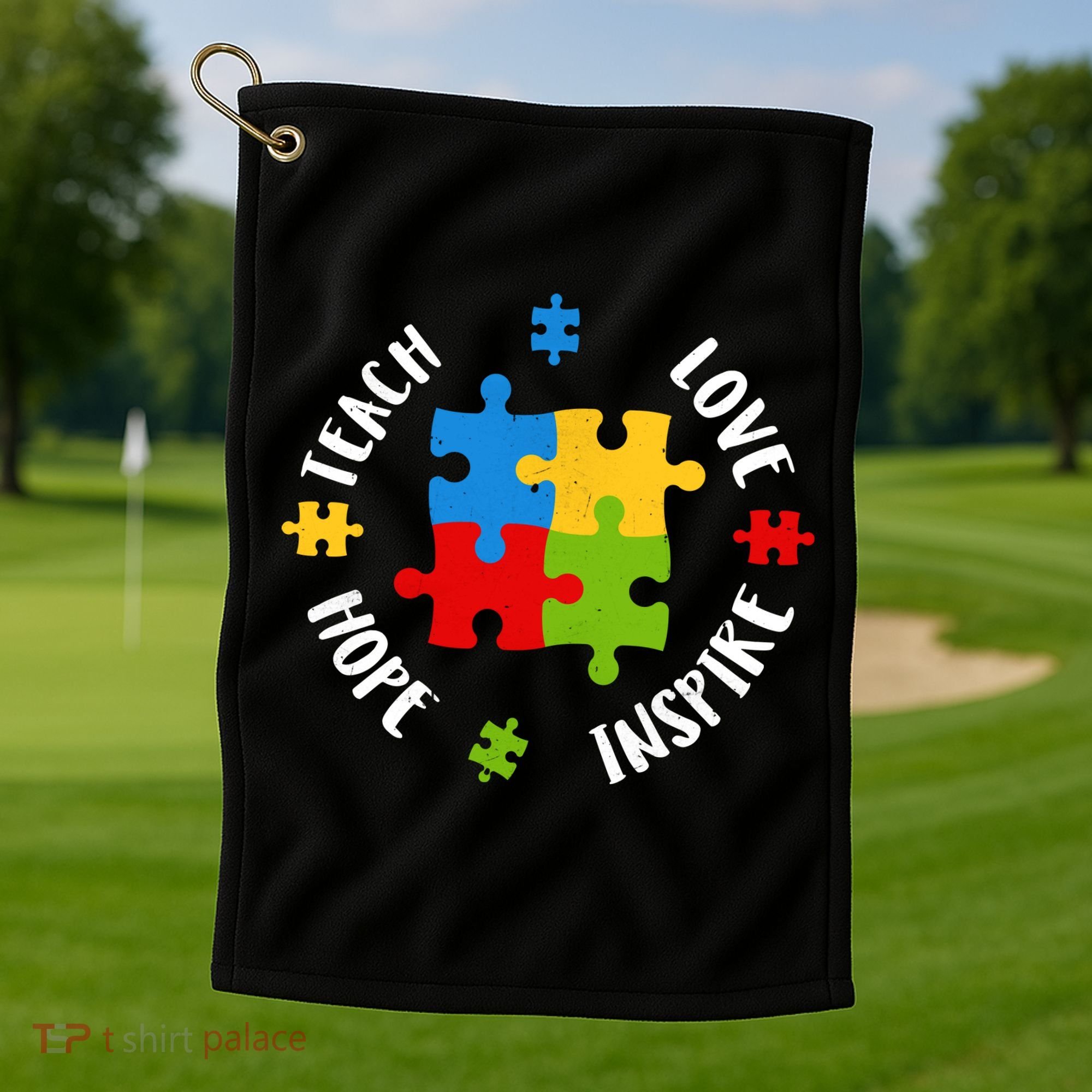 Autism Teacher Teach Love Hope Inspire  Golf Towel