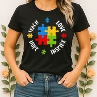 Autism Teacher Teach Love Hope Inspire  Women's T-Shirt thumb 2
