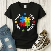 Autism Teacher Teach Love Hope Inspire  Women's T-Shirt thumb 3