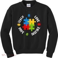 Autism Teacher Teach Love Hope Inspire  Kids Sweatshirt thumb 0