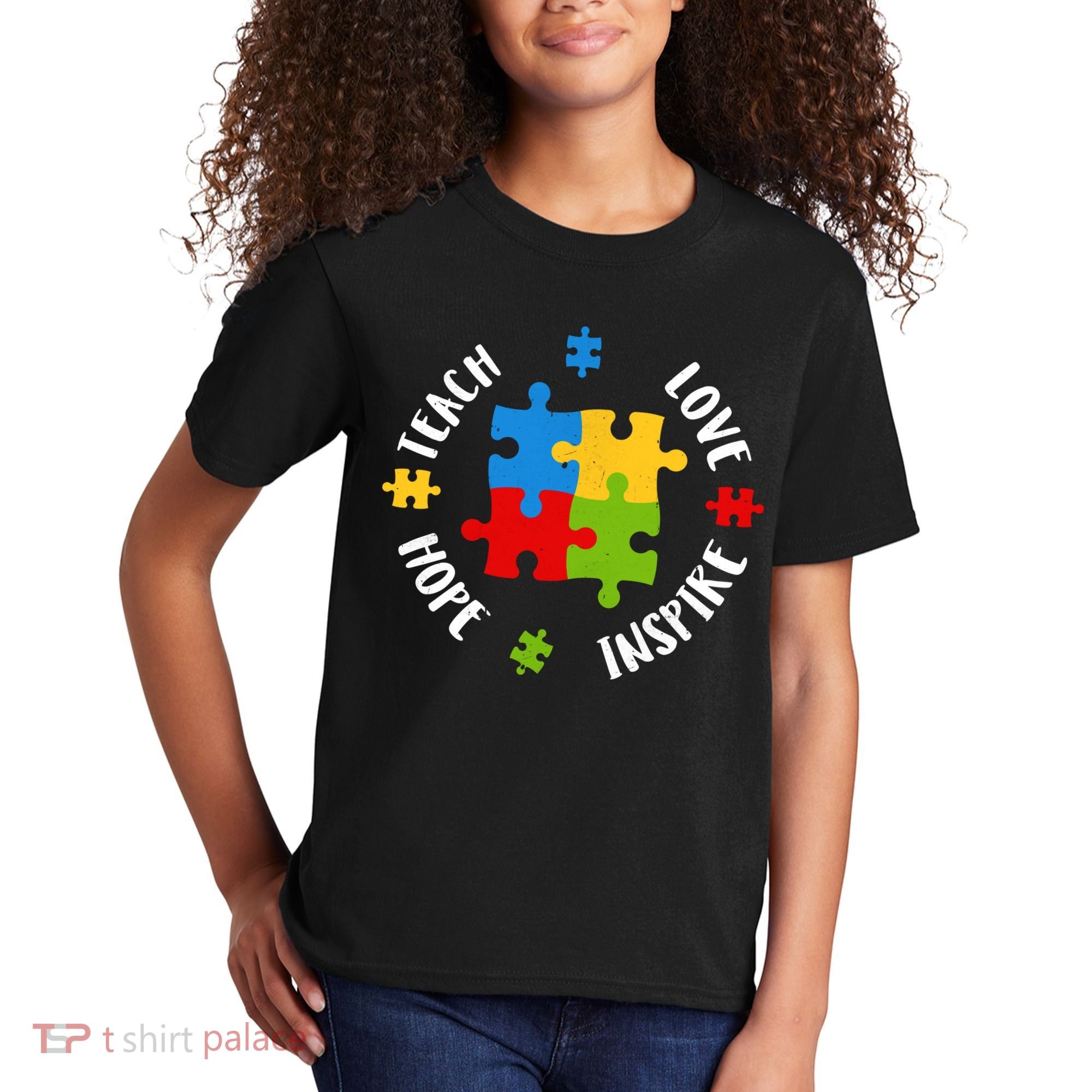 Autism Teacher Teach Love Hope Inspire  Kids T-Shirt